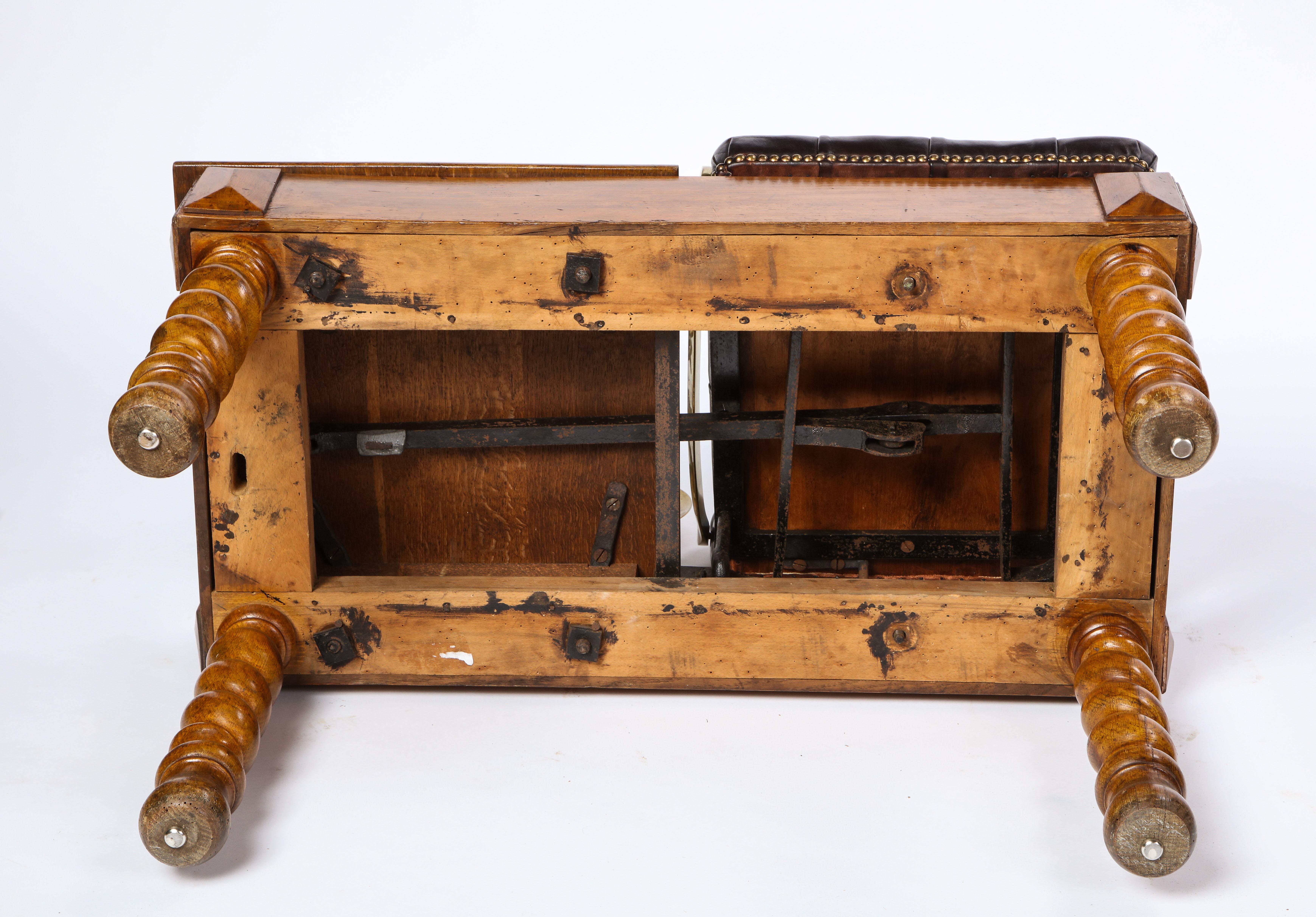 Victorian Oak, Brass and Leather-Upholstered Jockey Scale, Late 19th Century 9