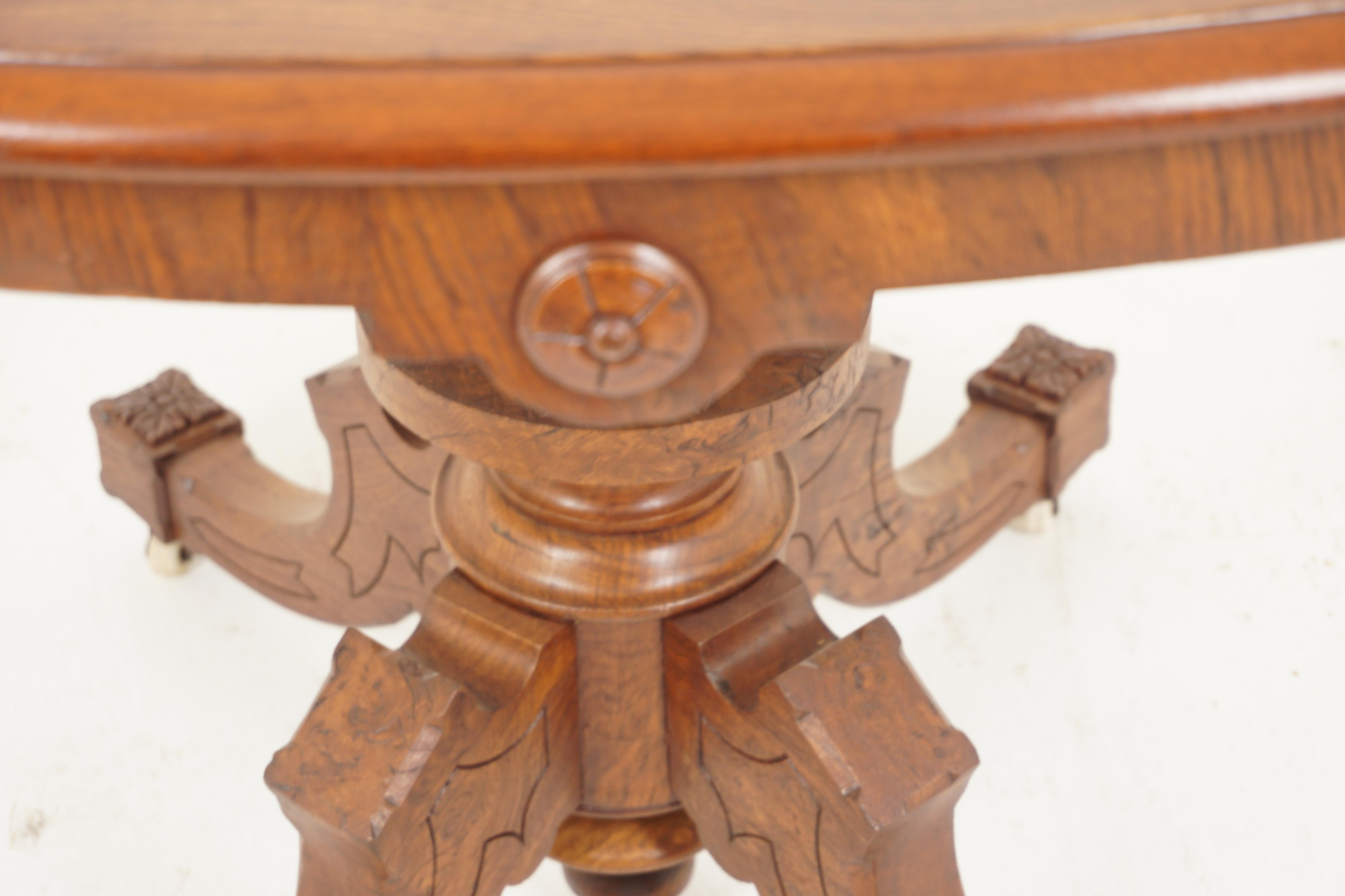 Victorian Oak/Burr Walnut Oval Breakfast/Loo Tilt Top Table, Scotland 1880 H699 5