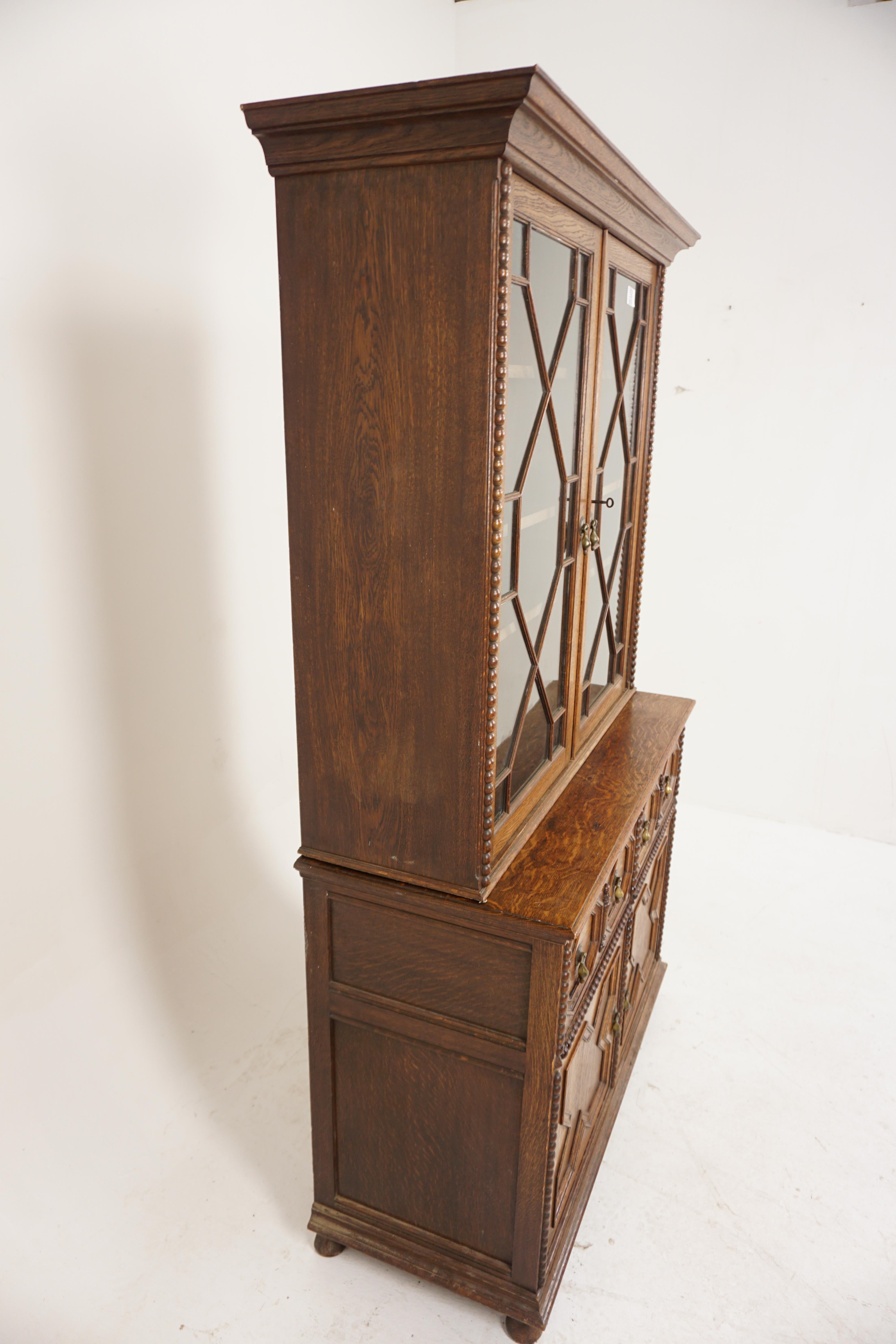 Victorian Oak Cabinet Bookcase, “John Taylor Edinburg”, Scotland 1890, H961 For Sale 4