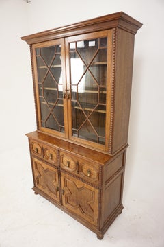 Victorian Oak Cabinet Bookcase, “John Taylor Edinburg”, Scotland 1890, H961