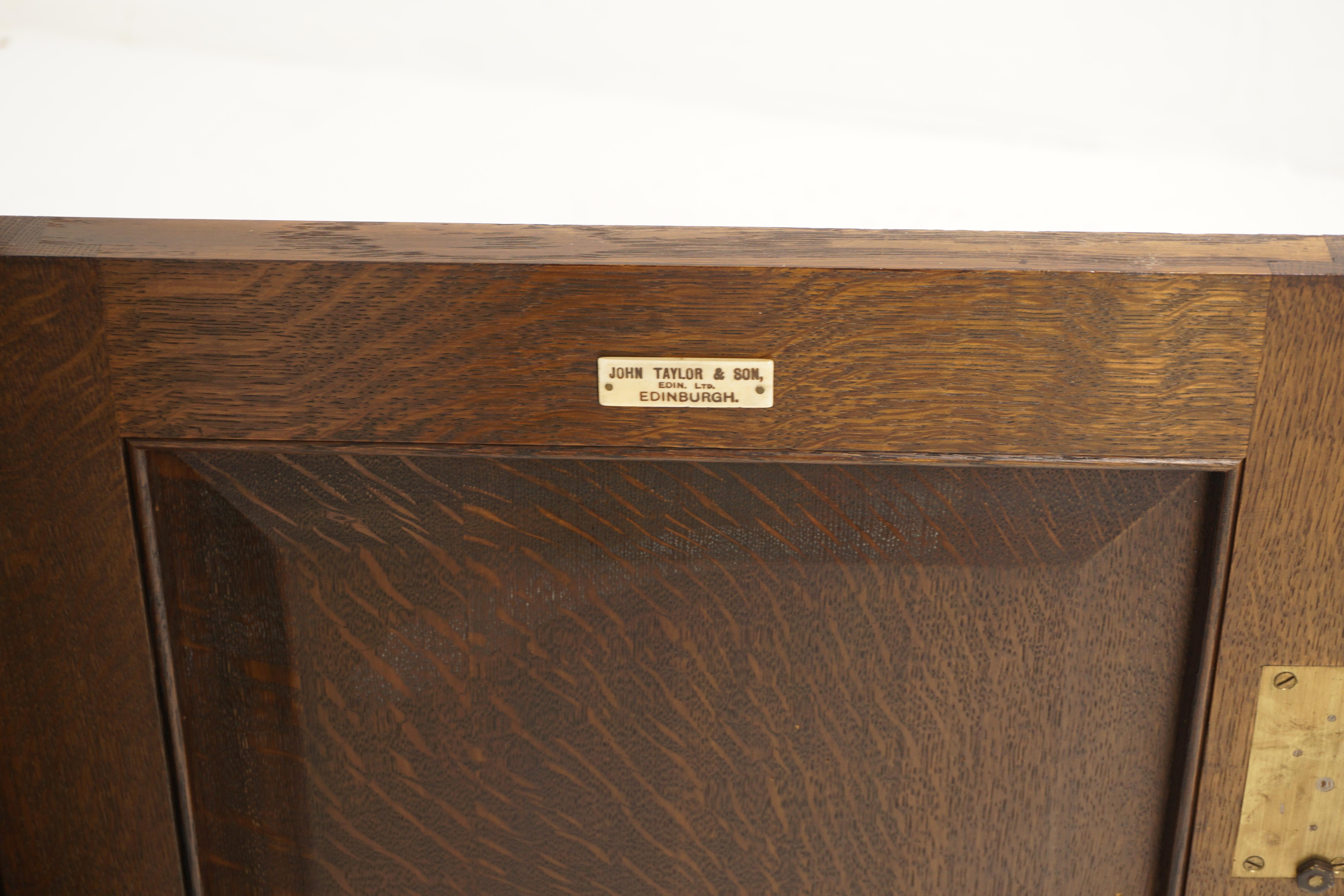 19th Century Victorian Oak Cabinet Bookcase, “John Taylor Edinburg”, Scotland 1890, H961 For Sale