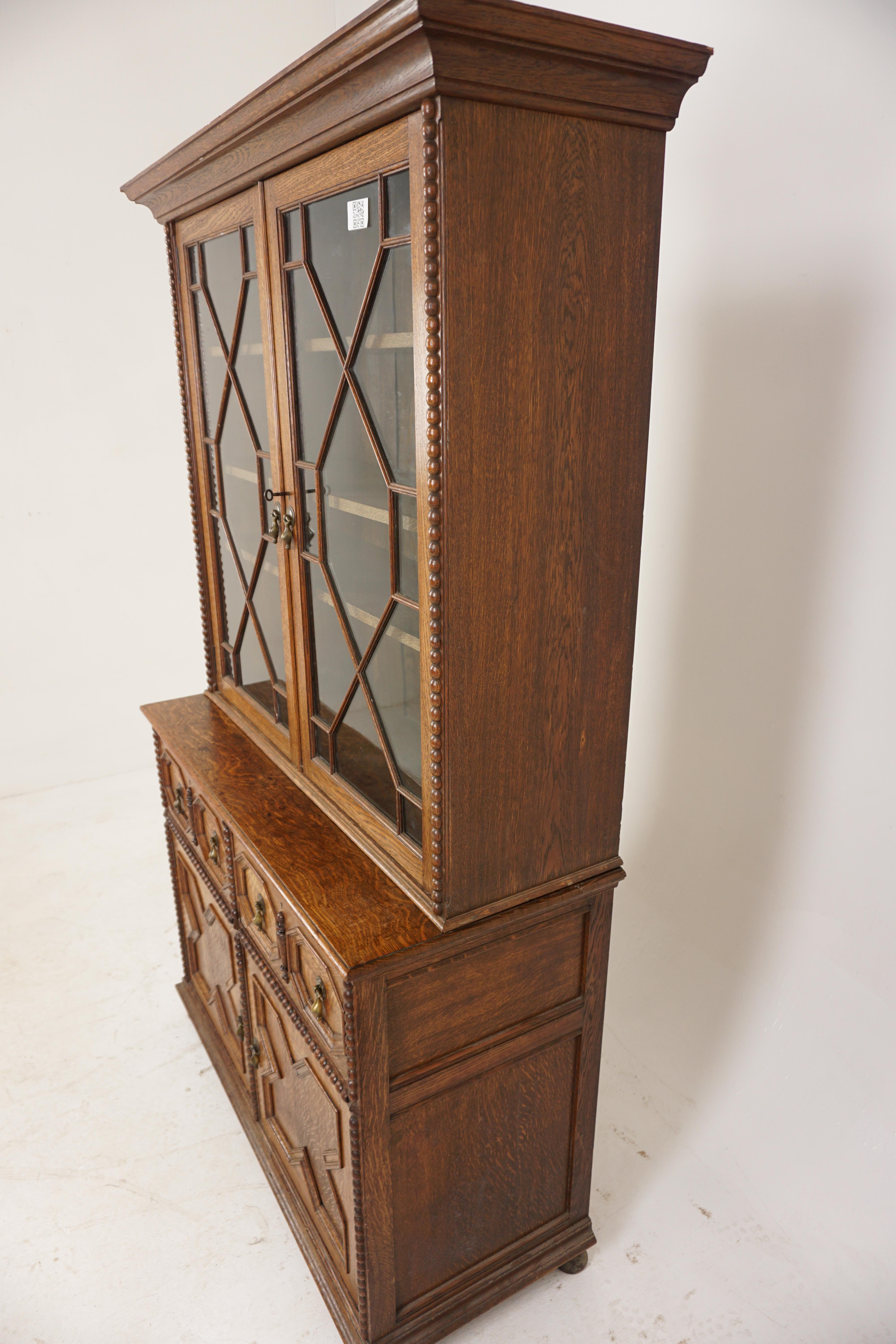 Victorian Oak Cabinet Bookcase, “John Taylor Edinburg”, Scotland 1890, H961 For Sale 3