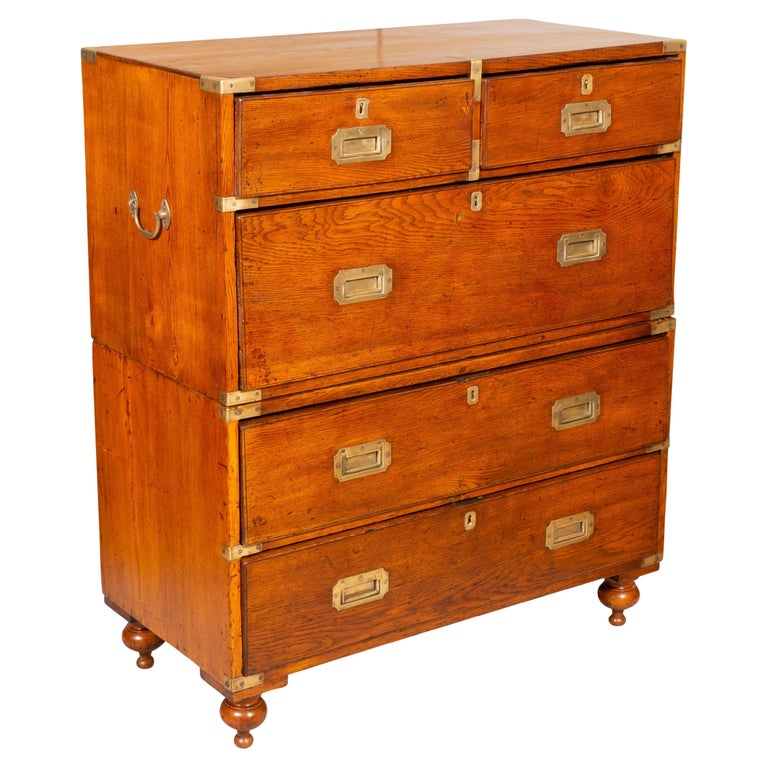 Victorian Oak Campaign Chest For Sale at 1stDibs