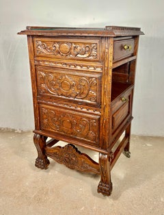 Victorian Oak Carved Serving Cabinet, 1920s