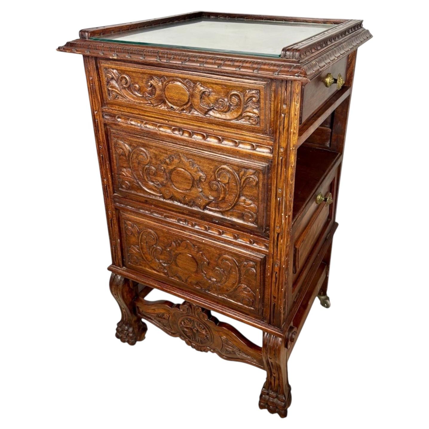 Victorian Oak Carved Serving Cabinet, 1930s