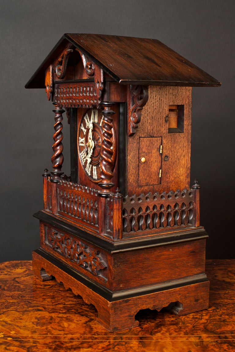 Victorian Oak Cased Mantel Cuckoo Clock For Sale at 1stDibs