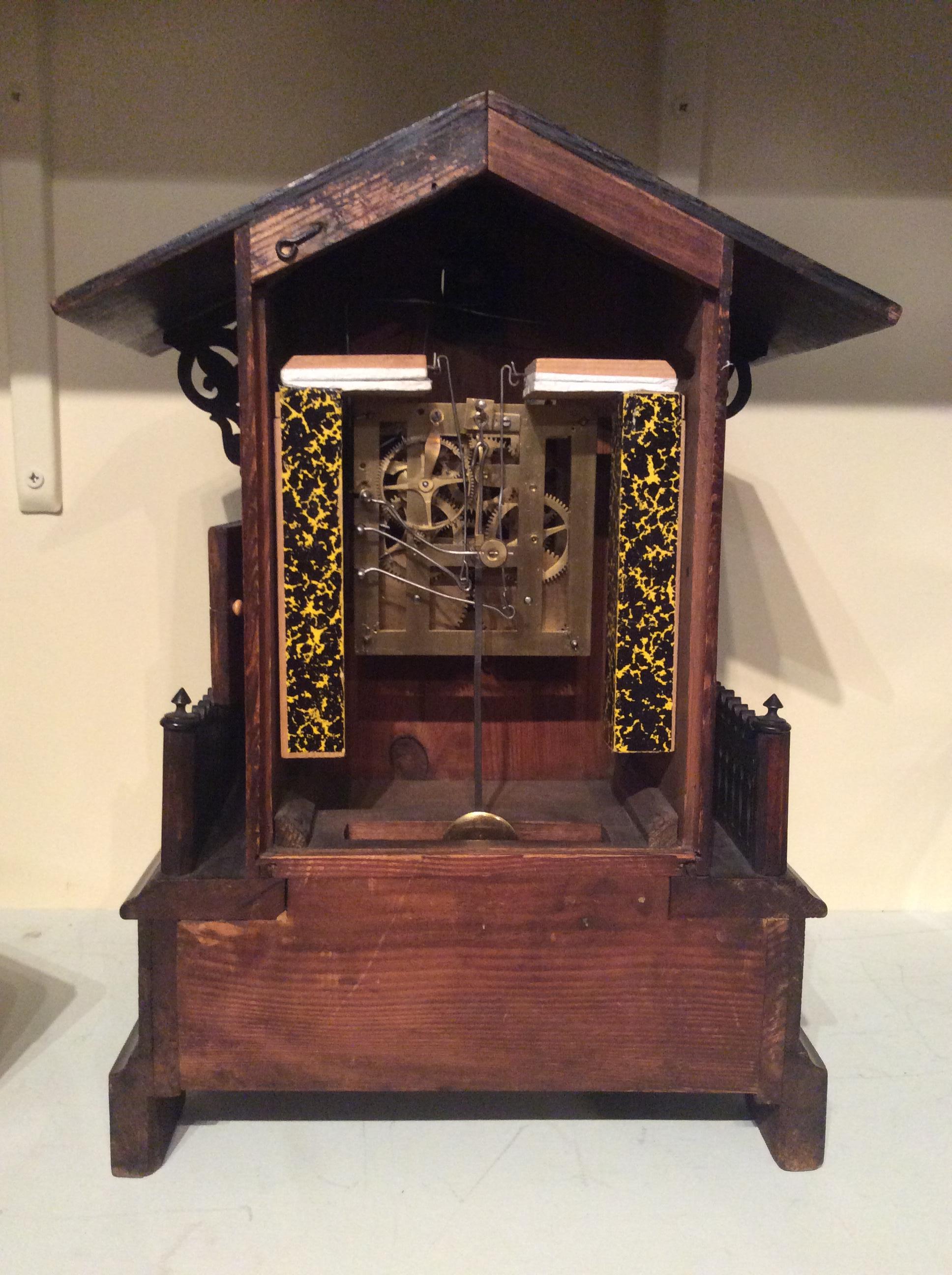 German Victorian Oak Cased Mantel Cuckoo Clock For Sale