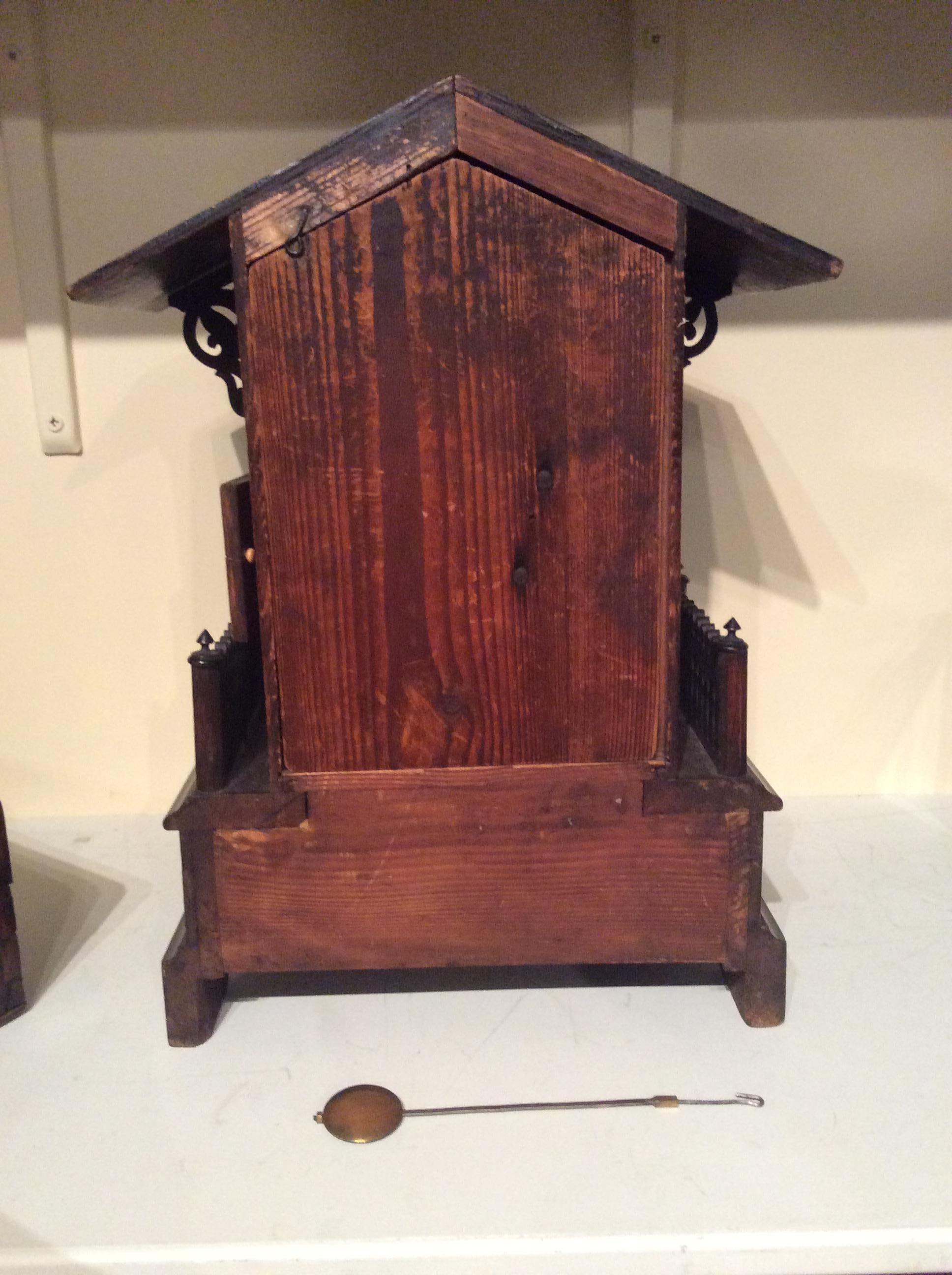 Late 19th Century Victorian Oak Cased Mantel Cuckoo Clock For Sale