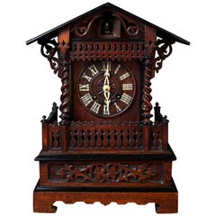 Antique Victorian Oak Cased Mantel Cuckoo Clock