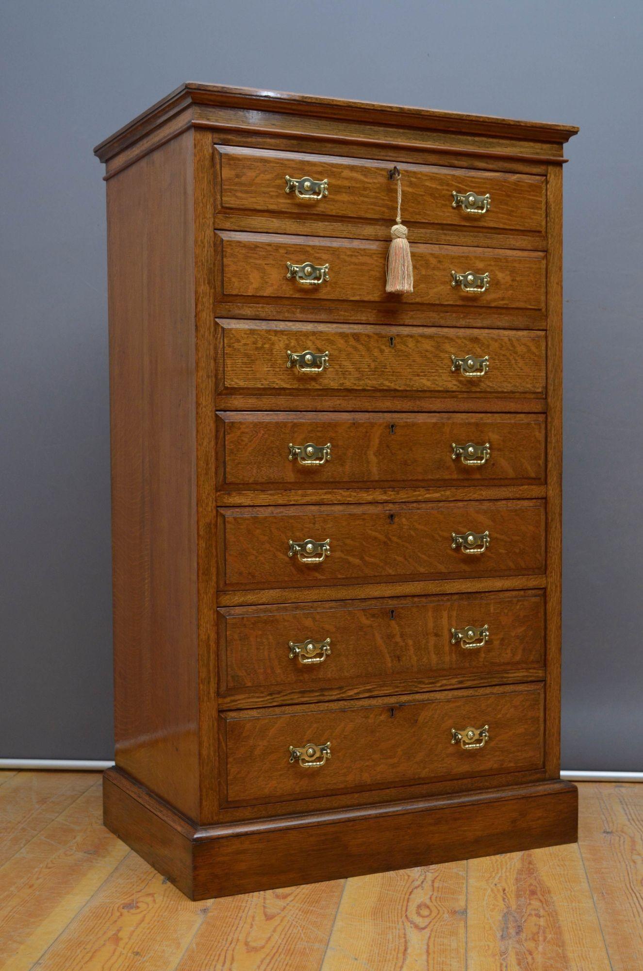 English Victorian Oak Chest of Drawers by Maple & Co For Sale