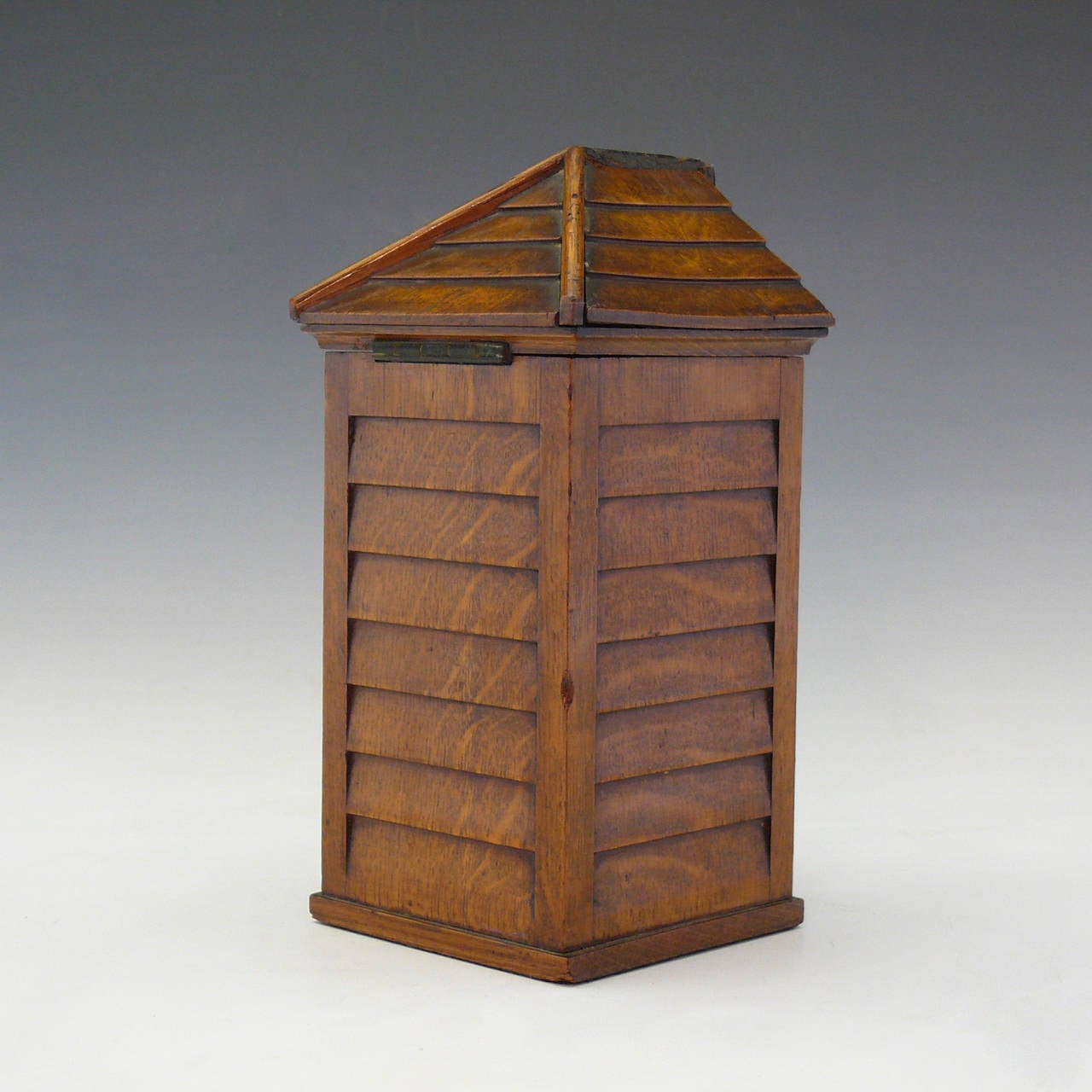 British Victorian Oak Cigar Box modelled as a Sentry Box, circa 1890