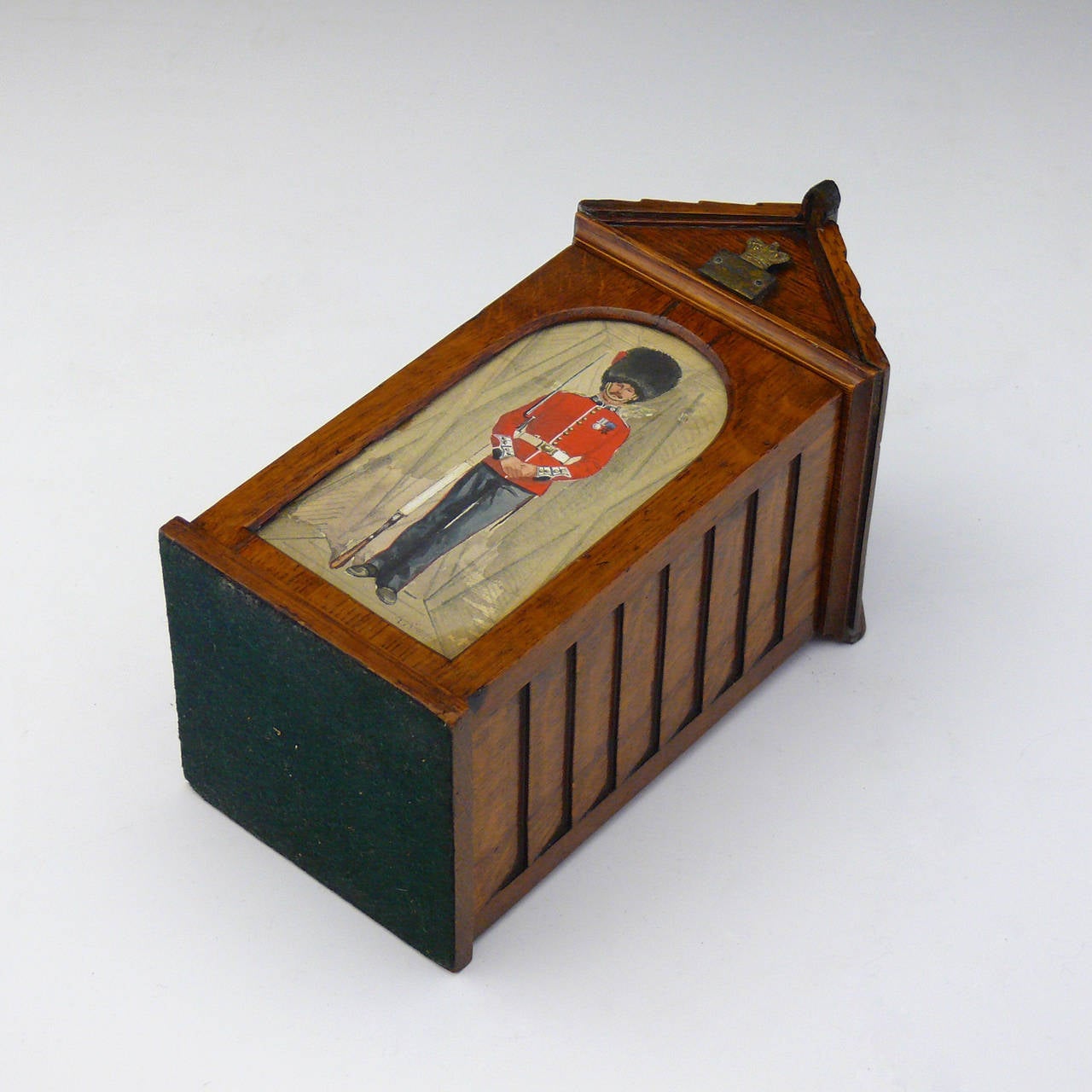 Late 19th Century Victorian Oak Cigar Box modelled as a Sentry Box, circa 1890