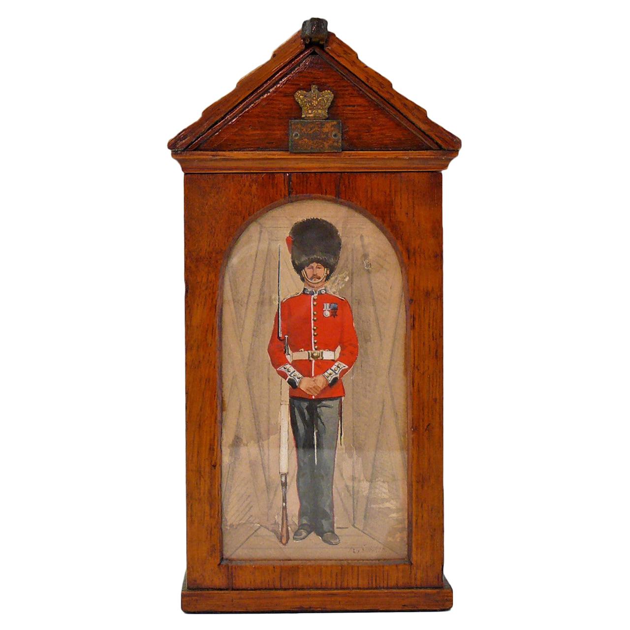 Victorian Oak Cigar Box modelled as a Sentry Box, circa 1890