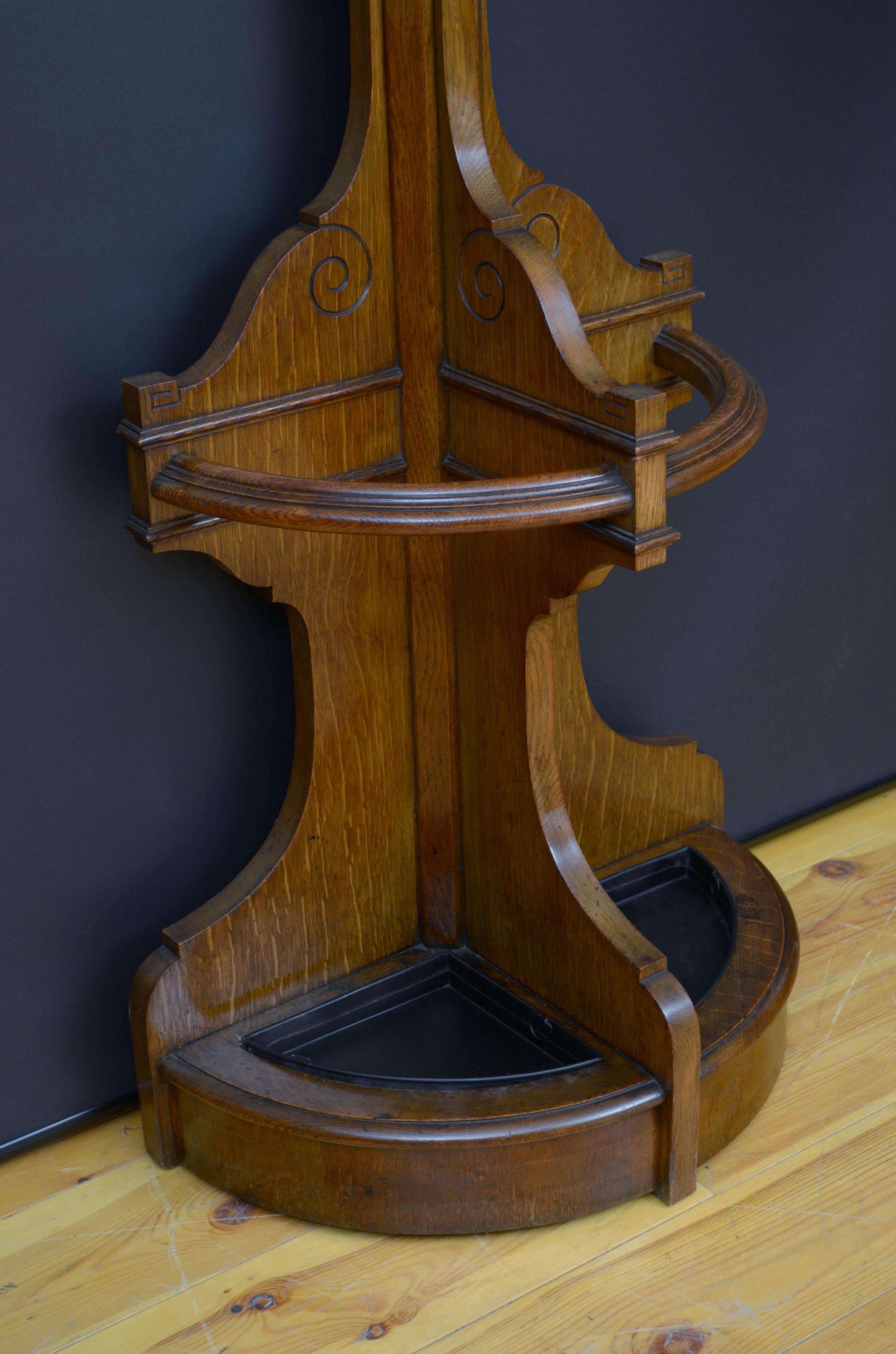 Victorian Oak Coat Stand For Sale 4