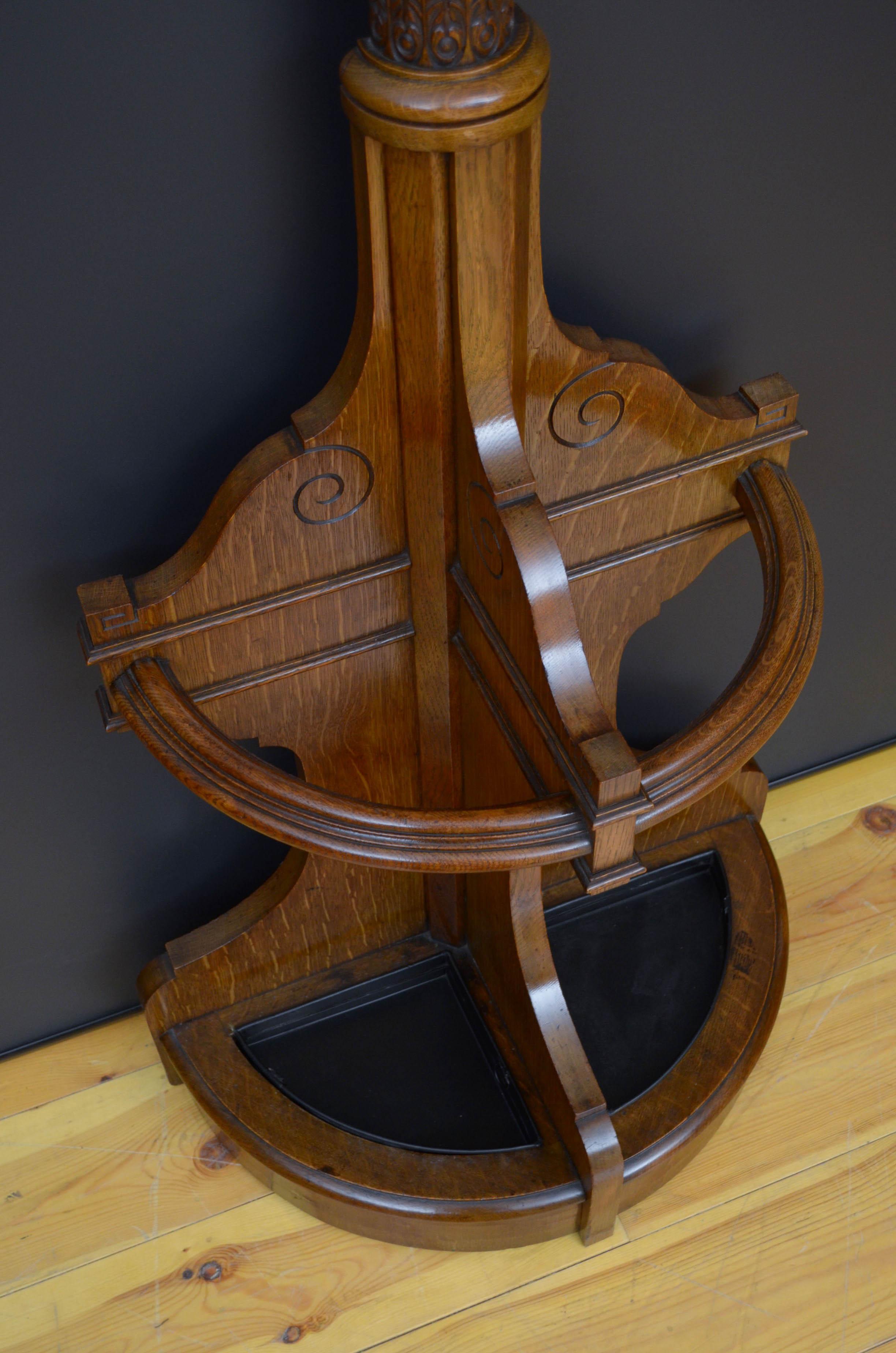 Victorian Oak Coat Stand For Sale 2