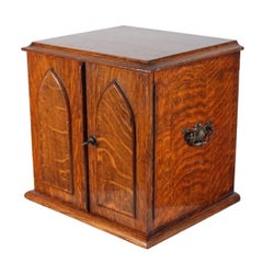 Victorian Oak Collector's Cabinet, 19th Century