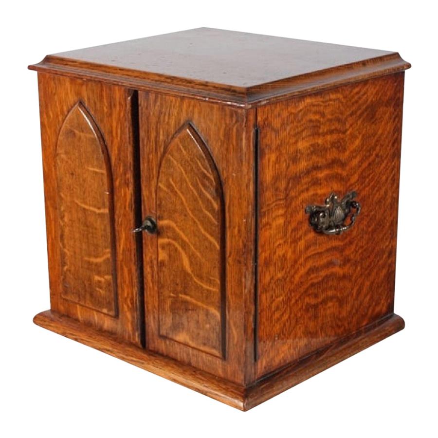 Victorian Oak Collector's Cabinet, 19th Century For Sale