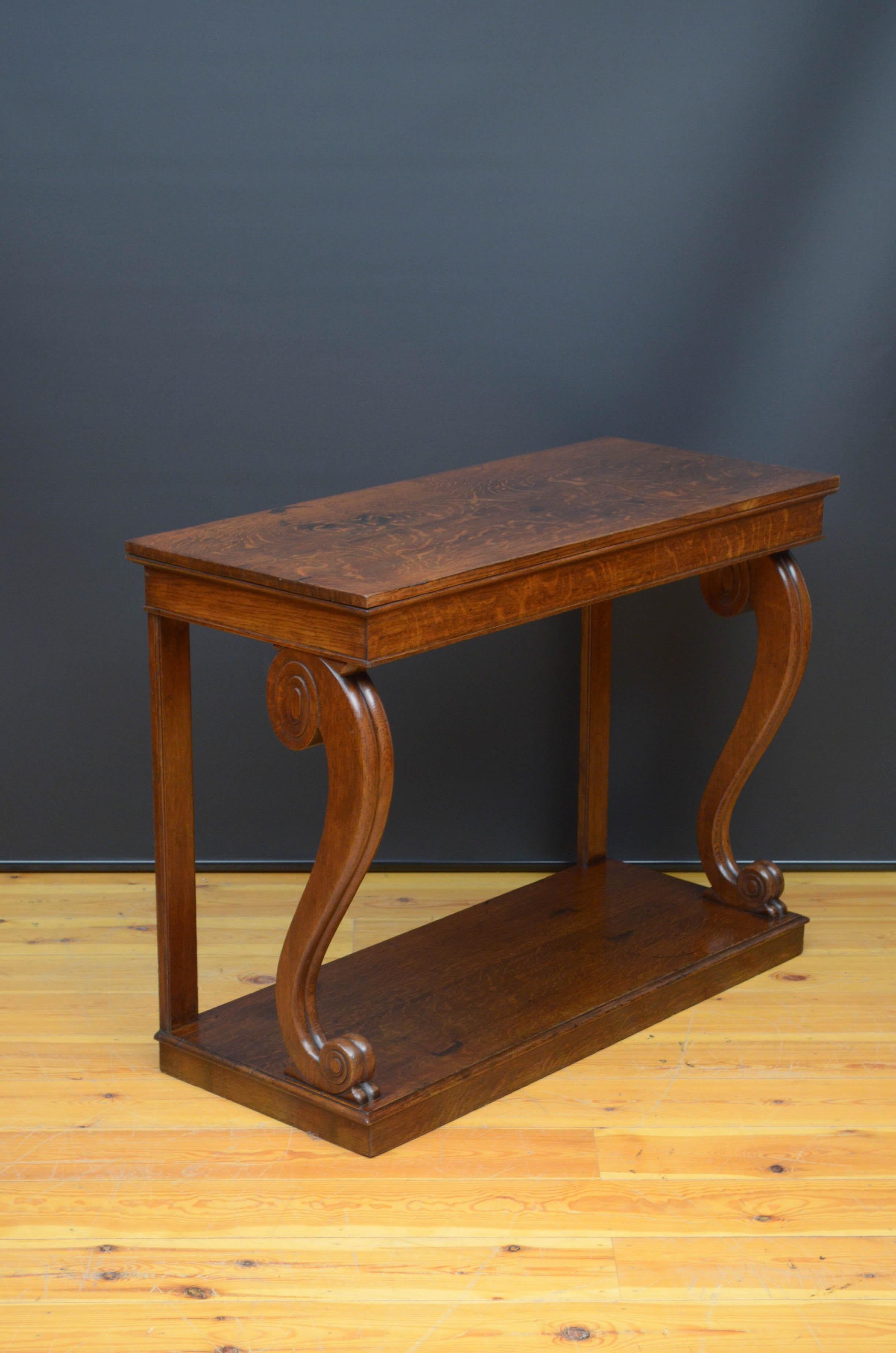 English Victorian Oak Console Table Hall Table For Sale