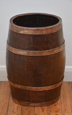 Victorian Oak Country House Coopered Barrel Umbrella Stand