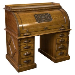 Victorian Oak Cylinder Desk