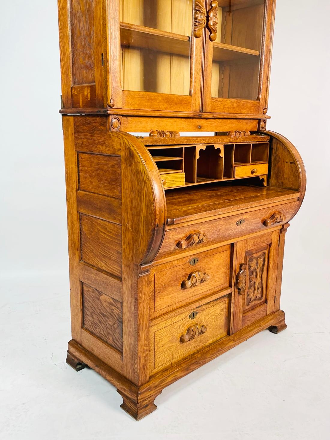 Victorian Oak Cylinder Top Secretary-Desk, CA 1890s 5