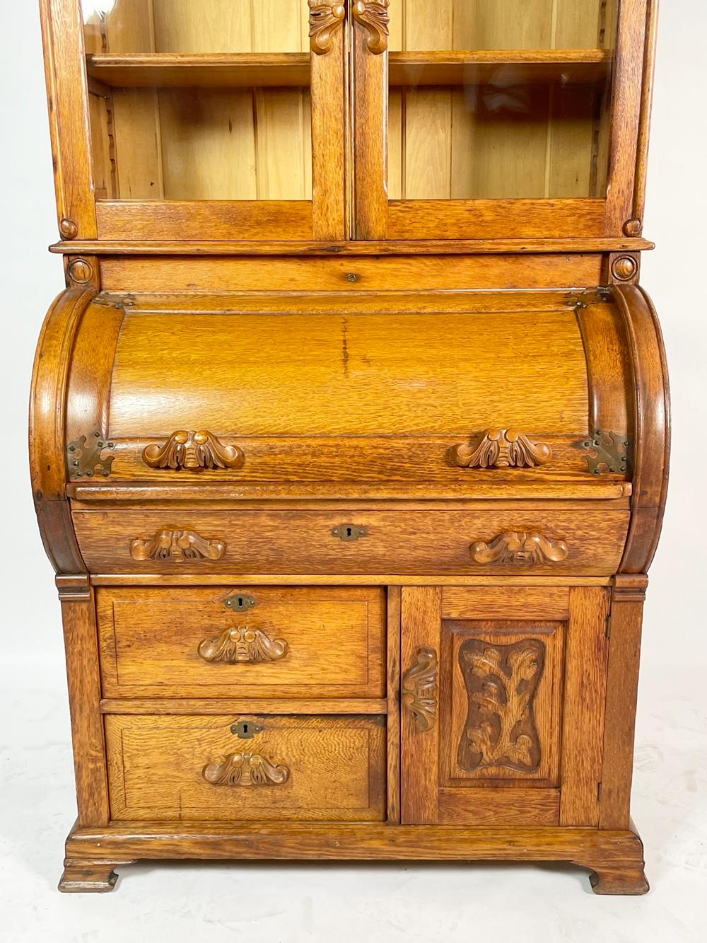 Victorian Oak Cylinder Top Secretary-Desk, CA 1890s 4