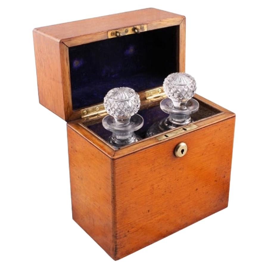 Victorian Oak Decanter Box, 19th Century For Sale