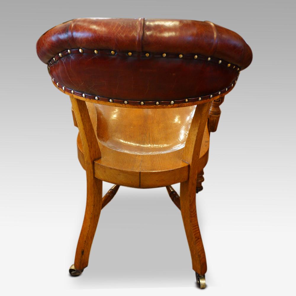 Victorian Oak Desk Chair In Good Condition In Salisbury, Wiltshire