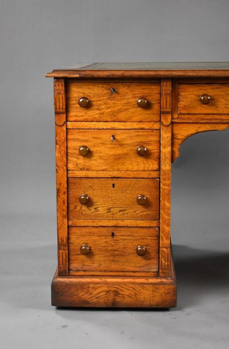 English Victorian Oak Desk For Sale