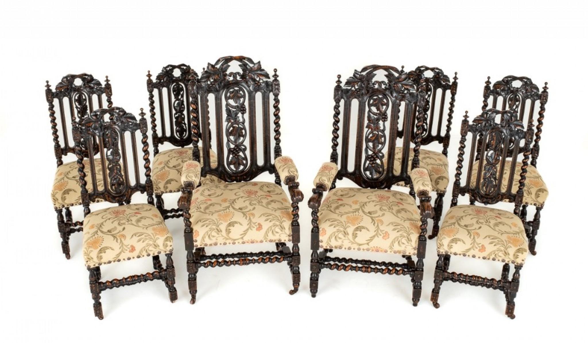 Victorian Oak Dining Set Table and Chairs 1880 11