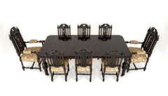 Victorian Oak Dining Set Table and Chairs 1880