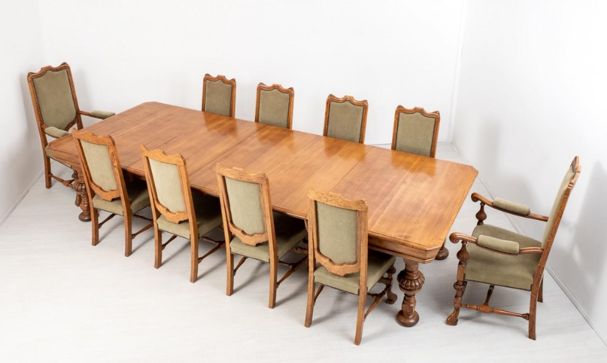 Late 19th Century Victorian Oak Dining Set, Table and Chairs Suite, 1880 For Sale