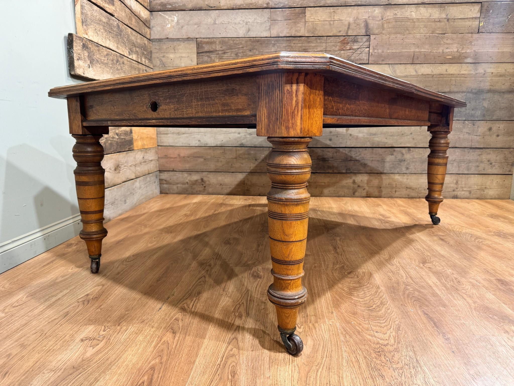 Victorian Oak Dining Table Single Leaf 1890 3