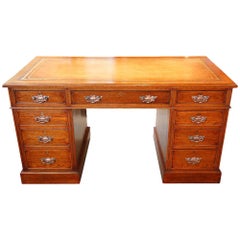 Victorian Oak Double Pedestal Desk