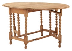 Victorian Oak Drop Leaf Table with Barley Twist Gate Leg