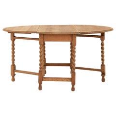 Victorian Oak Drop Leaf Table with Barley Twist Gate Leg Victorian Oak Drop Leaf Table with Barley Twist Gate Leg