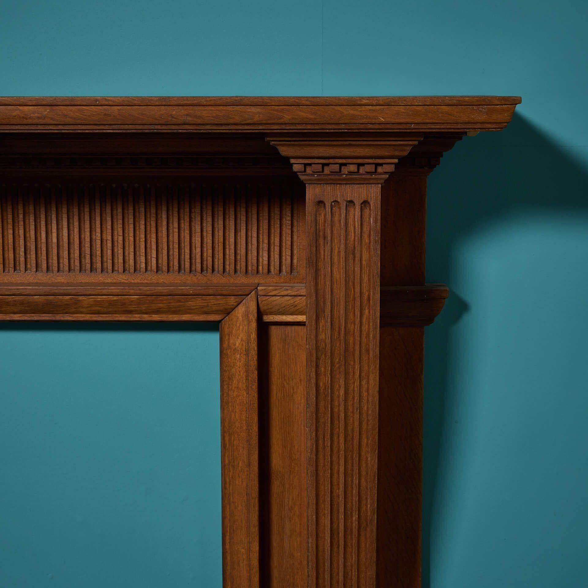 English Victorian Oak Fire Mantel For Sale