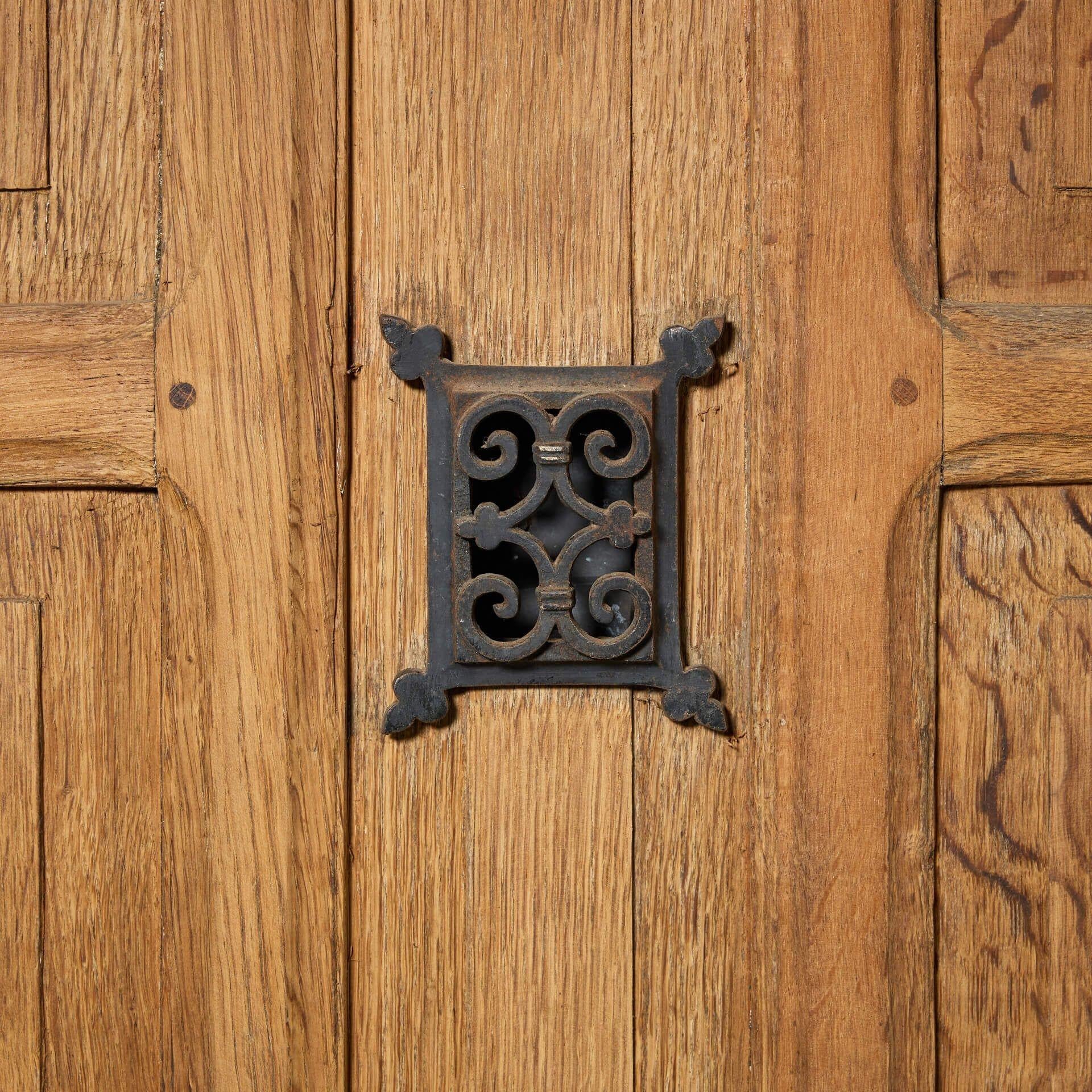 Louis Philippe Victorian Oak Front Door with Letterbox & Peephole For Sale