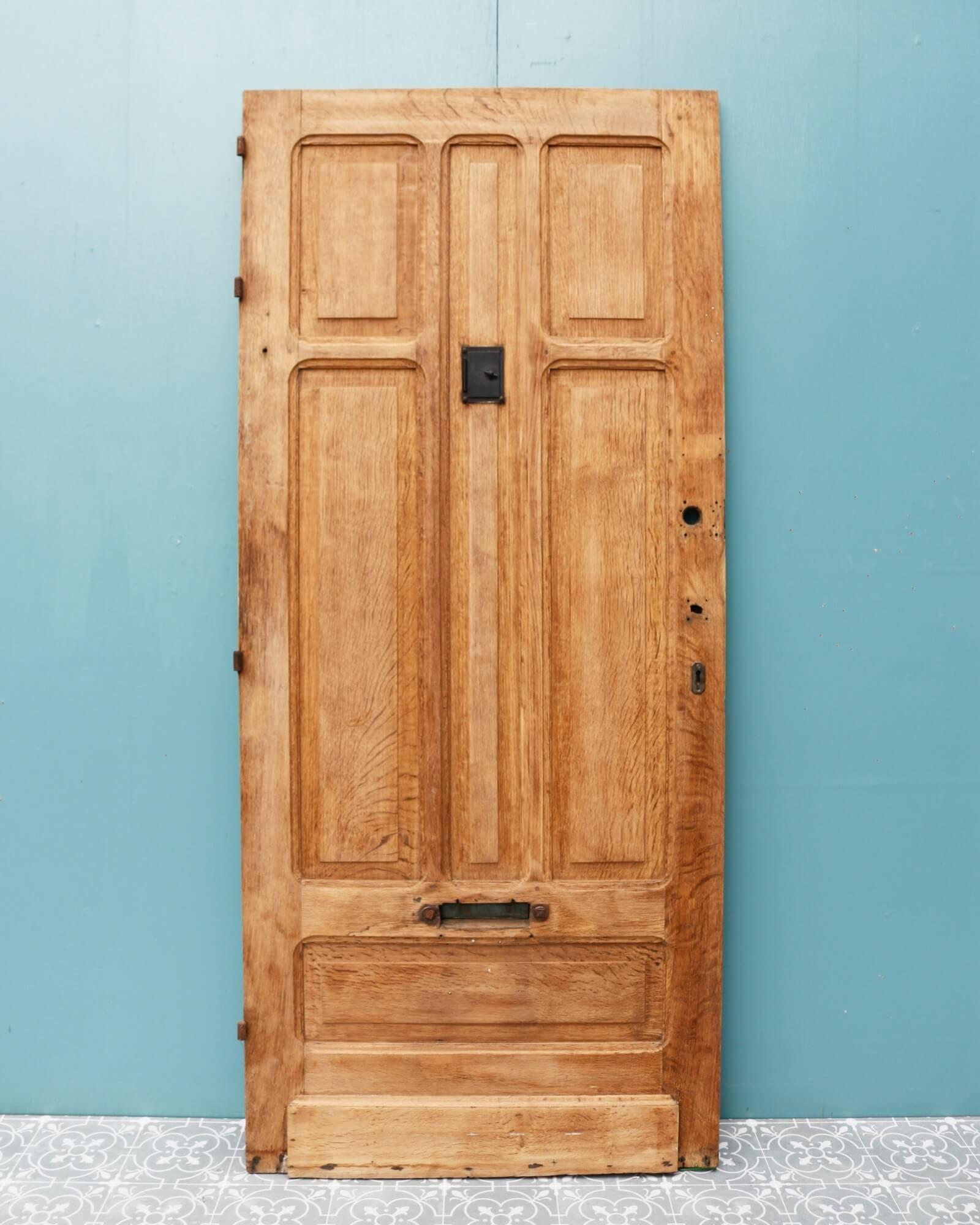 Louis Philippe Victorian Oak Front Door with Letterbox & Peephole For Sale