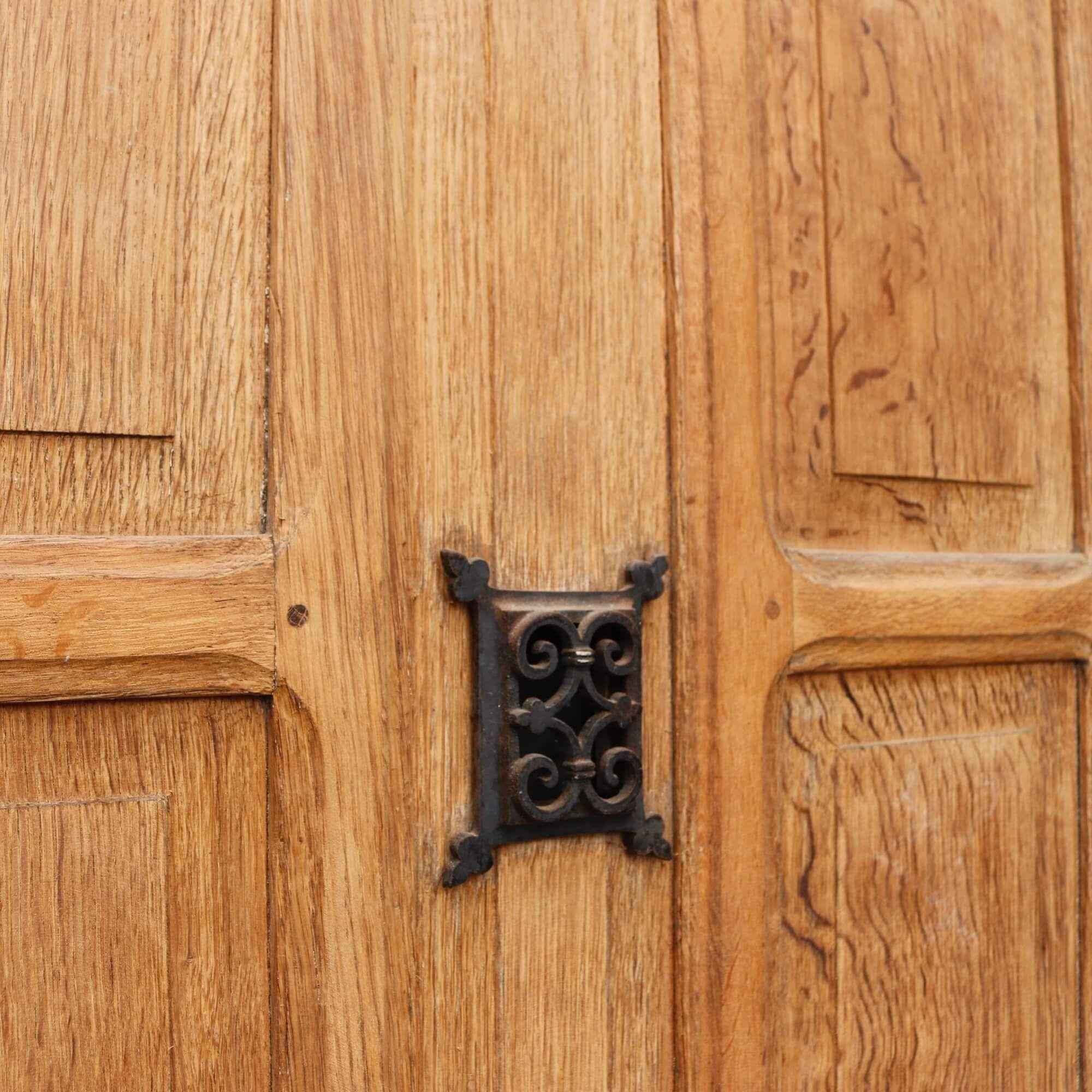 French Victorian Oak Front Door with Letterbox & Peephole For Sale