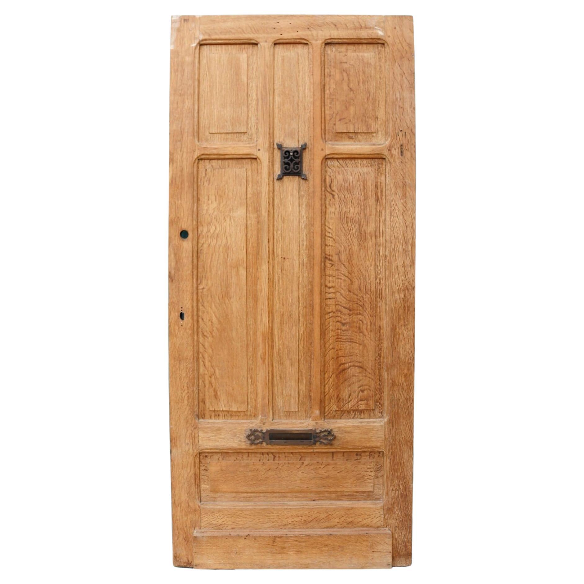 Victorian Oak Front Door with Letterbox & Peephole For Sale