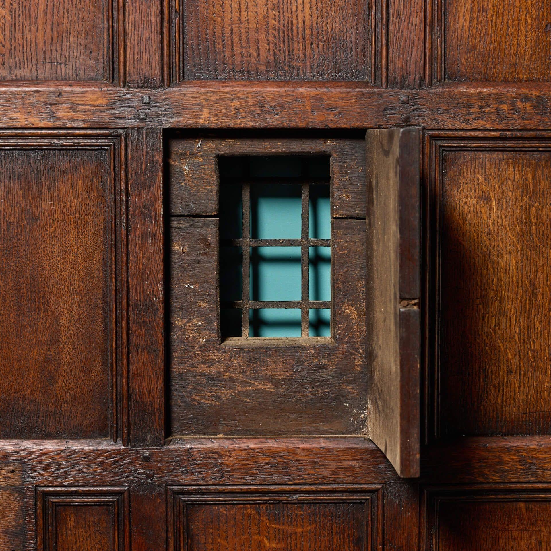 English Victorian Oak Front Door with Peephole For Sale