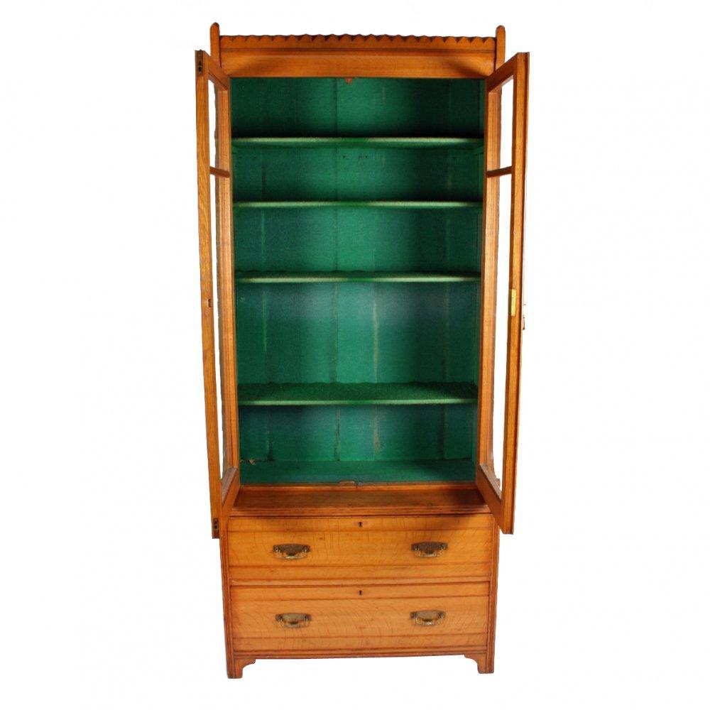 English Victorian Oak Glazed Bookcase, 19th Century For Sale