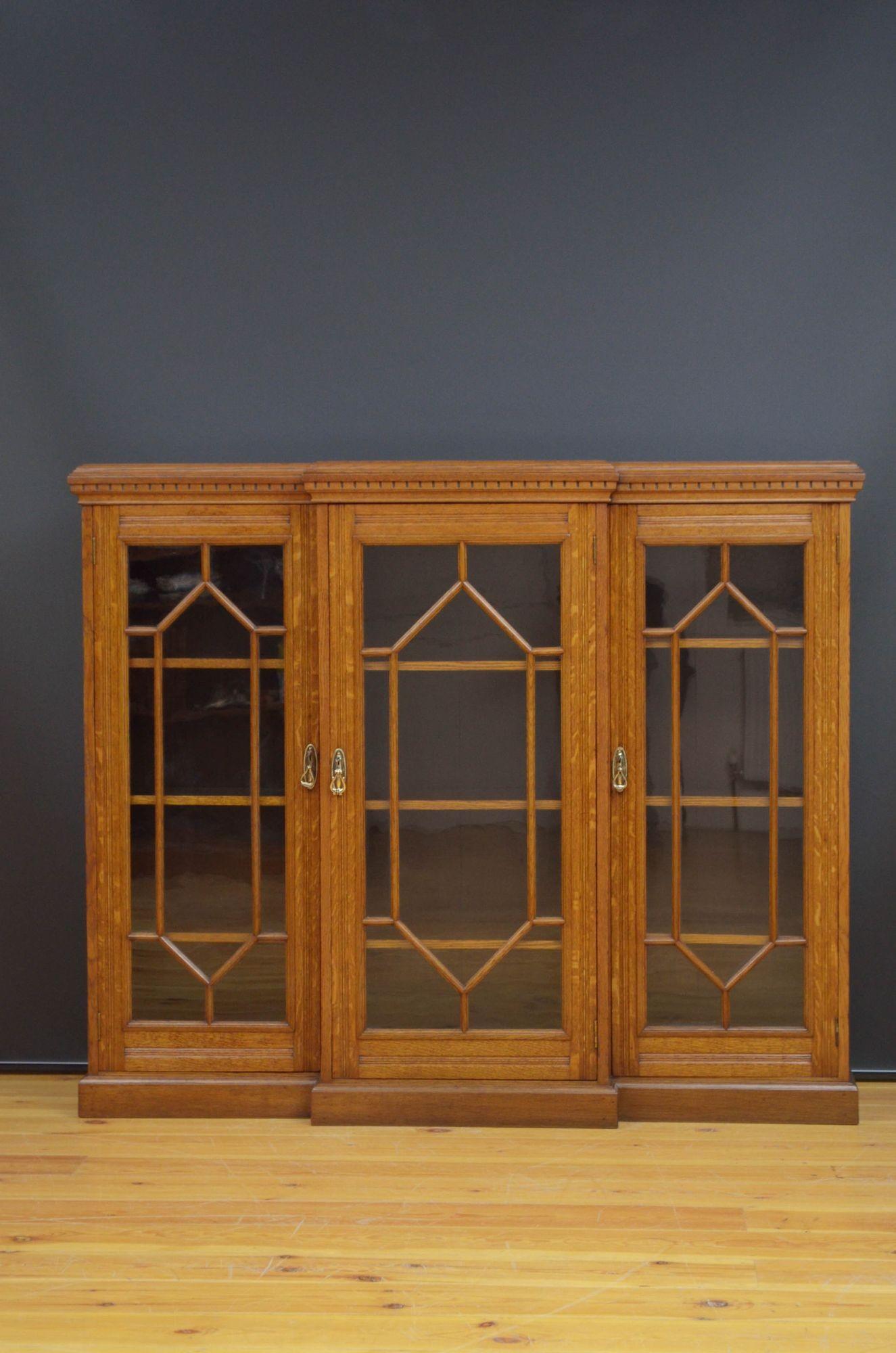 Victorian Oak Glazed Bookcase For Sale 13
