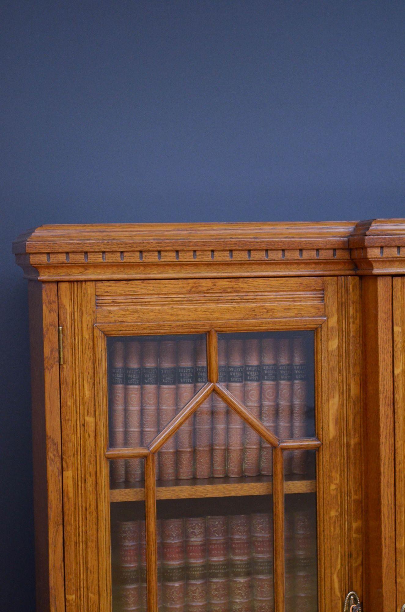 Victorian Oak Glazed Bookcase For Sale 1