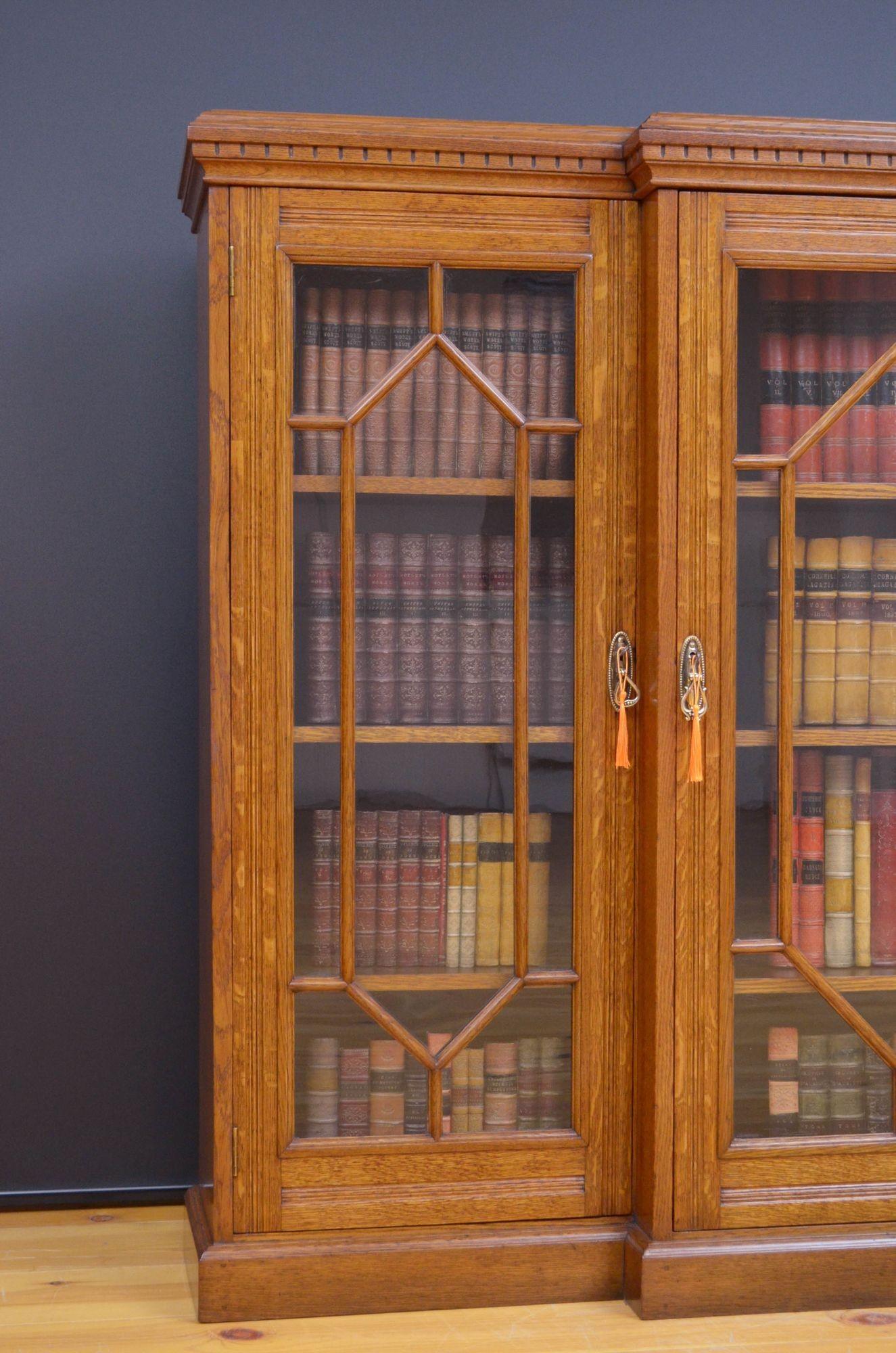 Victorian Oak Glazed Bookcase For Sale 2