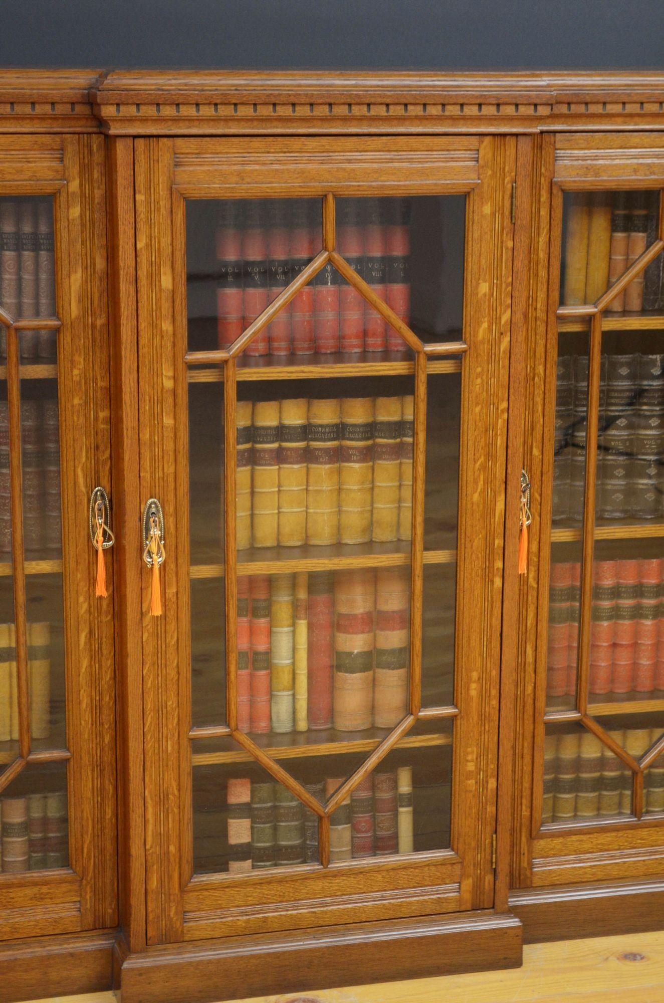 Victorian Oak Glazed Bookcase For Sale 4