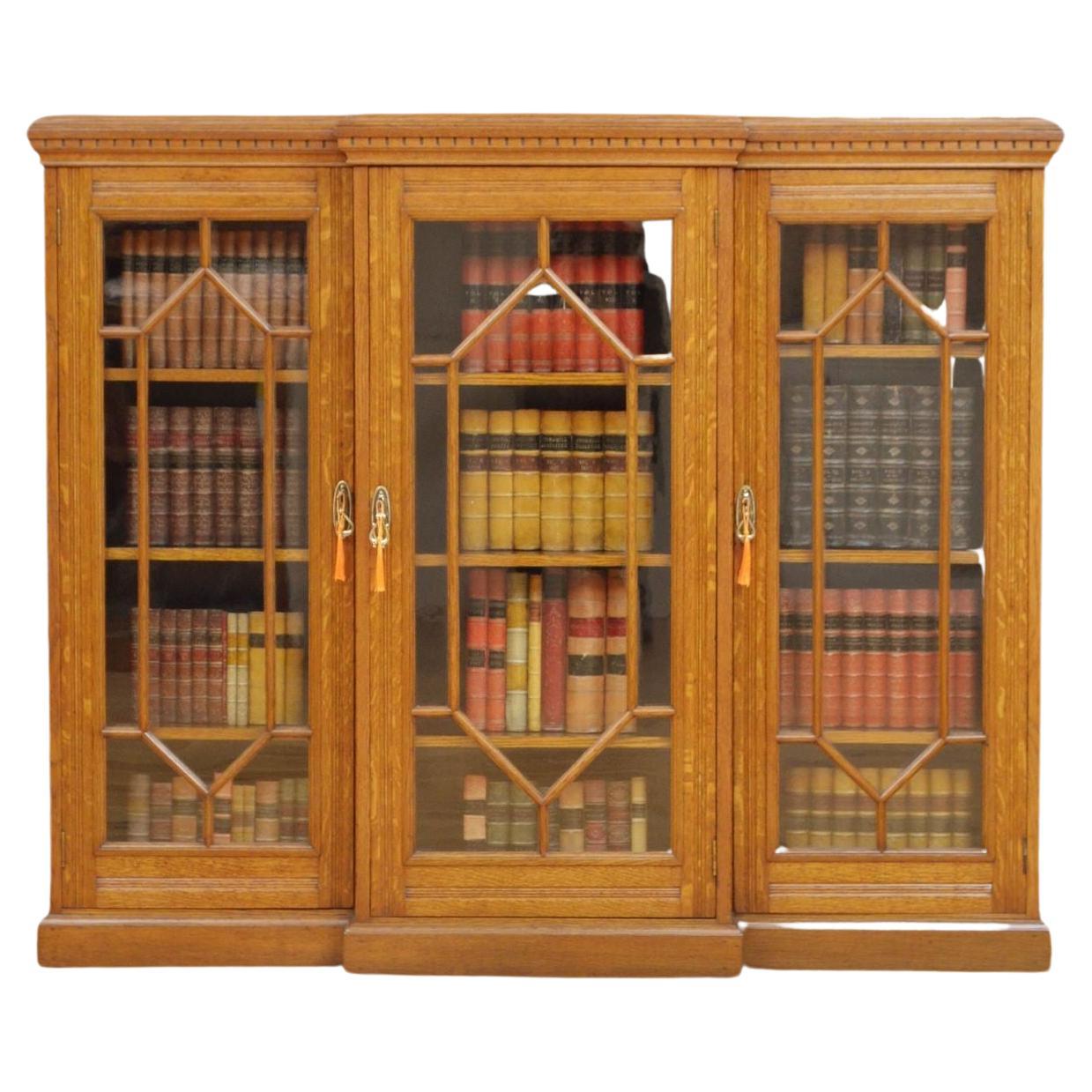 Victorian Oak Glazed Bookcase For Sale