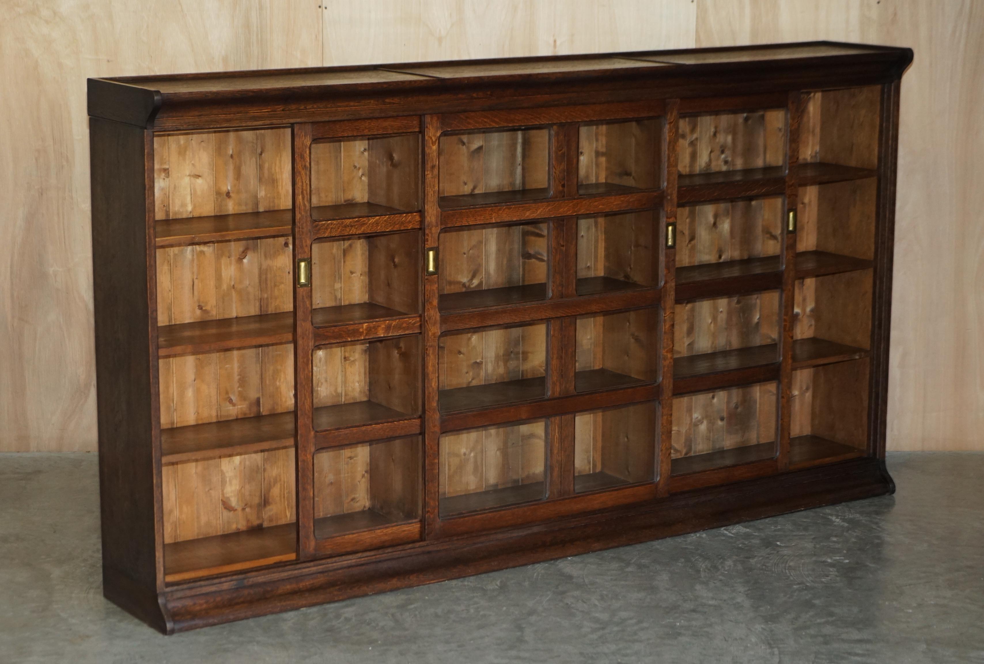 Victorian Oak Haberdashery Apothecary Glazed Door Library Bookcase Sideboard For Sale 8