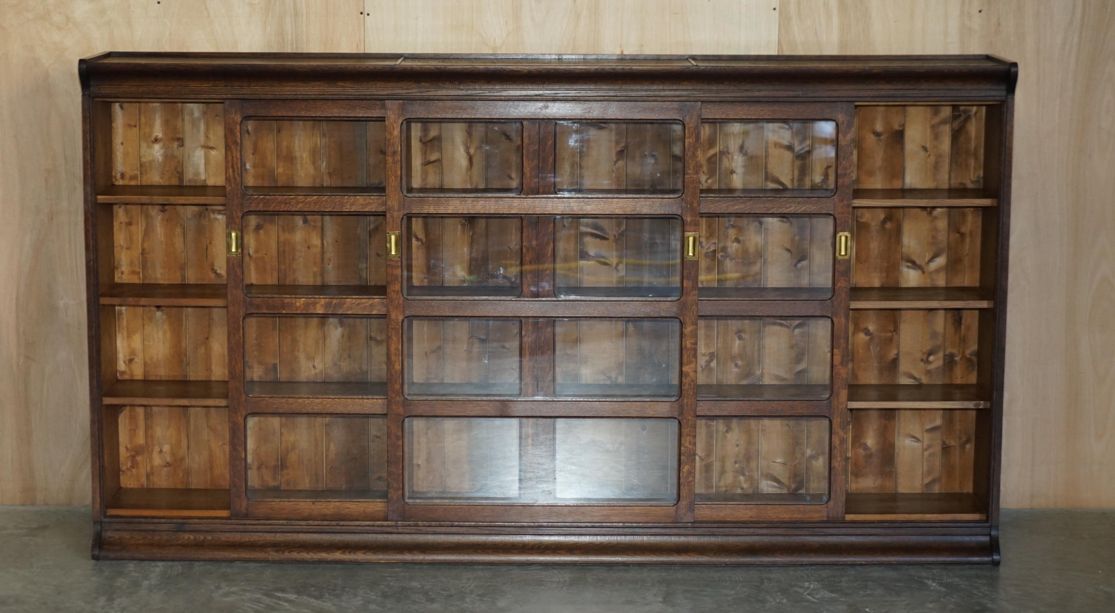 Victorian Oak Haberdashery Apothecary Glazed Door Library Bookcase Sideboard For Sale 9